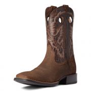 Ariat Mens Sport Buckout Square Toe Western Boot Rough Ginger