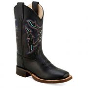 Old West Kids Square Toe Western Boot Black