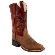 Old West Youth Square Toe Western Boot Brown