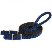 Weaver Leather Braided Nylon Barrel Reins Black and Blue 8ft