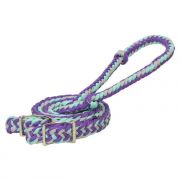 Weaver Leather Braided Nylon Barrel Reins Purple Gray Mint and Sparkle 8ft