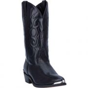 Laredo Mens Atlanta Faux Lizard J Snip Toe Boots with Silver Tips Black
