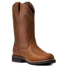 Ariat Womens Delilah Round Toe Distressed Brown Waterproof Western Boot