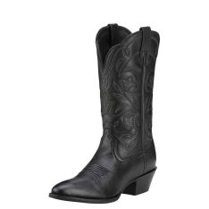 Ariat Womens Heritage R Toe Black Deertan Western Boot