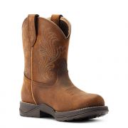 Ariat Womens Anthem Round Toe Shortie Waterproof Glazed Brown Western Boot