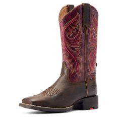 Ariat Womens Round Up Back Zip Worn Mocha Western Boot