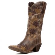 Abilene Rawhide Womens Brown Floral Embroidered Boots