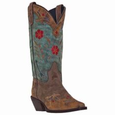 Laredo Miss Kate Arrow Snip Toe Tan Teal Western Boot