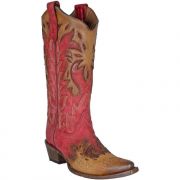 Corral Circle G By Corral Red Tobacco Overlay Wingtip Womens Western Boot