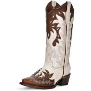 Corral Circle G Pearl & Cognac Overlay Snip Toe Womens Western Boot