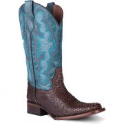 Corral Circle G Python Embroidery Square Toe Womens Western Boot - Chocolate