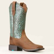 Ariat Round Up Wide Square Toe Womens Western Boot - Old Earth