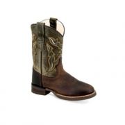 Jama Childrens Round Toe Western Boot Brown and Moss