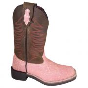Smoky Mountain Child Ariel Square Toe Western Boot Pink Glitter and Brown