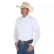 Wrangler Mens Long Sleeve Western Snap Broadcloth Shirt White