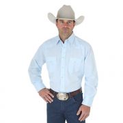 Wrangler Mens Long Sleeve Western Dobby Stripe Snap Shirt Blue