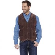 Cripple Creek Mens Snap Front Suede Leather Vest Chocolate