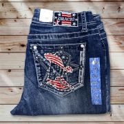 Grace in LA Womens Western Americana Boot Embroidered Skinny Fit Stretch Jeans