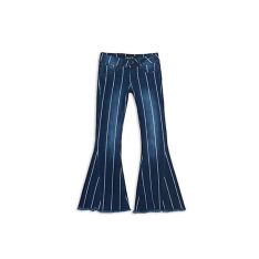 Grace In LA Girls Dark Wash Stripe Flare Jeans