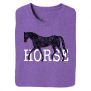 Stirrups Ladies Horse Short Sleeve Tee Shirt Heather Team Purple