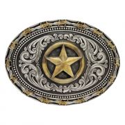 Montana Silversmiths Rope and Barbed Wire Texas Lone Star Attitude Westen Belt Buckle