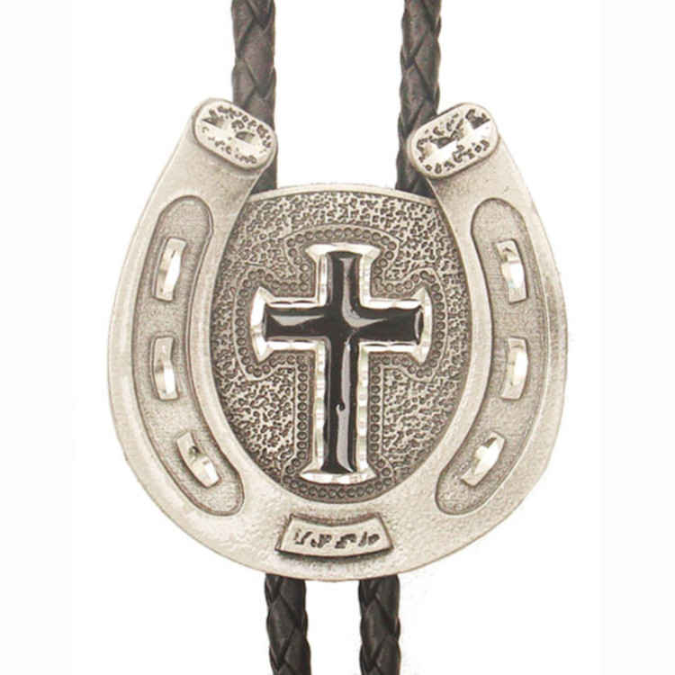 Western Express Horseshoe and Cross Bolo Tie.