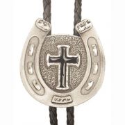 Western Express Horseshoe and Cross Bolo Tie