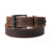 Gingerich Leather Flexible Casual Stitched Belt Distressed Brown