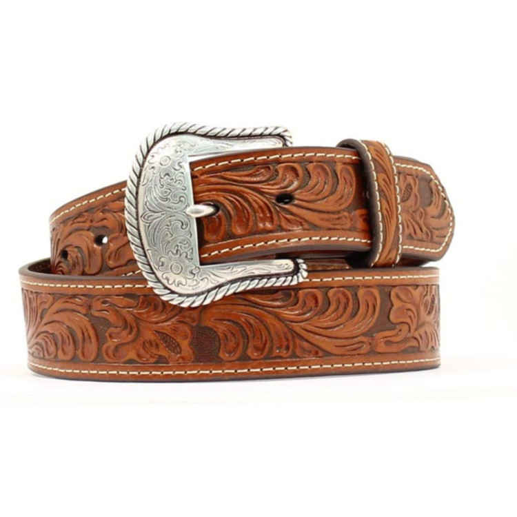 Nocona Mens Tooled Western Belt Tan | Sunset Feed & Supply