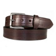 Gingerich Leather Mens Double Stitched Leather Work Belt Dark Brown