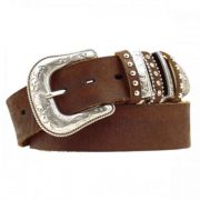 Nocona Ladies Plain Leather Belt with Extra Keepers Brown