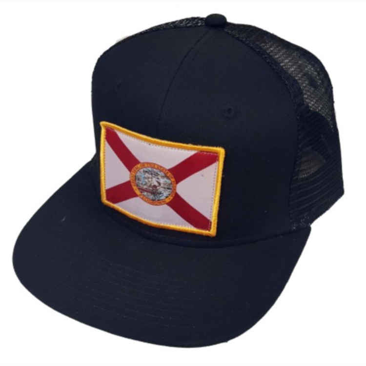 FloGrown Fisherman Florida Flag Mesh Trucker Cap Black | Sunset Feed ...