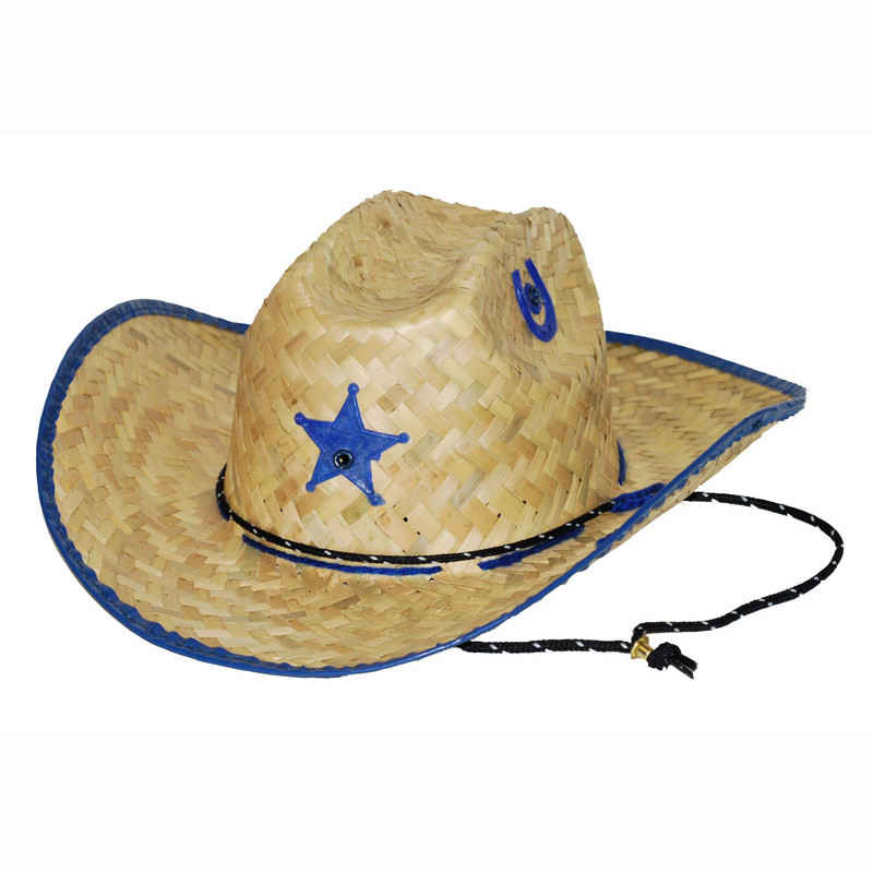 Western Express Kids Sheriff Star Palm Straw Western Hat Blue | Sunset ...
