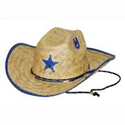 Western Express Kids Sheriff Star Palm Straw Western Hat Blue