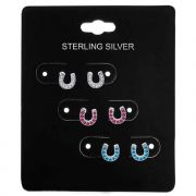 Awst International Sterling Silver Horseshoe Earrings Set