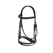 Horze Constance Padded Flash Snaffle Bridle with Reins Black