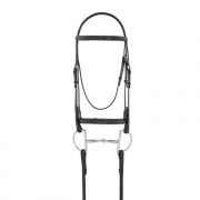 Camelot Plain Raised Snaffle Bridle with Reins Black