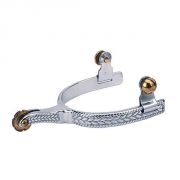 Weaver Mens Roping Spurs with Engraved Band Stainless Steel