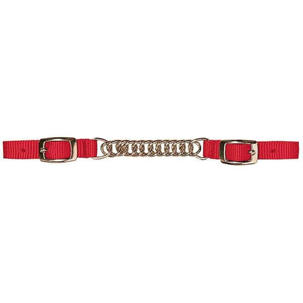 Weaver Nylon Curb Strap with Flat Link Chain Red | Sunset Feed & Supply