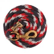 Weaver 10ft Poly Lead Rope with Solid Brass 225 Snap Graphite Red White Ribbon