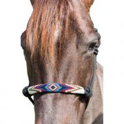 Professionals Choice Beaded Nose Rope Halter with Lead Black and Turquoise