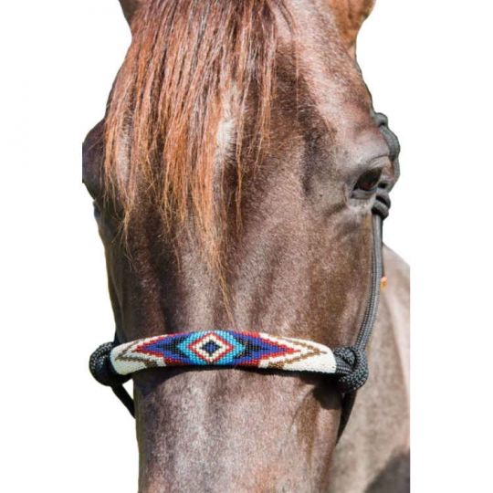 Professionals Choice Beaded Nose Rope Halter with Lead Black and