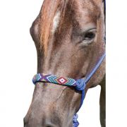 Professionals Choice Beaded Nose Rope Halter with Lead Royal Blue