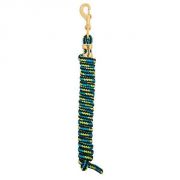 Weaver 7ft Poly Lead Rope with Solid Brass Snap Black Blue Lime Diamond