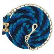 Weaver 8ft 6in Poly Lead Rope with Brass Plated Swivel Chain Navy Blue Turquoise Spiral