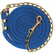 Weaver 8ft 6in Poly Lead Rope with Brass Plated Swivel Chain Blue Solid Spiral