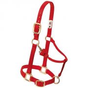 Weaver Original Adjustable Chin and Throat Snap Halter Red Yearling Horse