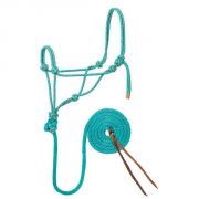 Weaver Diamond Braid Rope Halter and Lead Teal Gray Orange