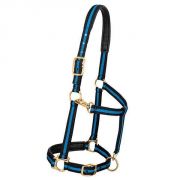 Weaver Padded Adjustable Chin Throat Snap Halter Black and Blue Small Horse