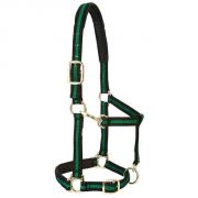 Weaver Padded Adjustable Chin Throat Snap Halter Black and Green Small Horse